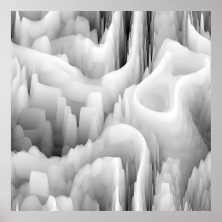 Poster onda fractal abstrato de arte turva monocromática