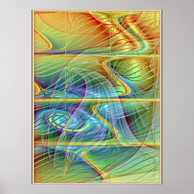 Poster Onda Fractal do ouro (Frente)