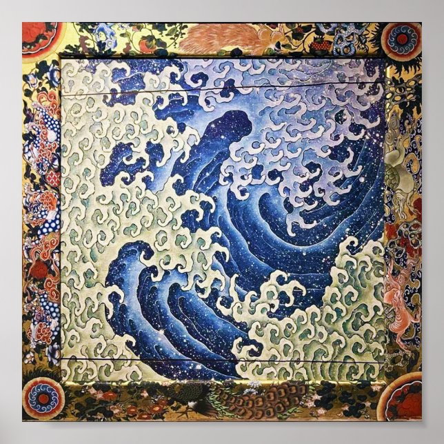 Poster Onda masculina, Hokusai (Frente)