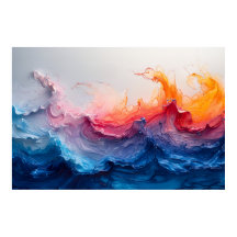 Onda Oceânica Arte Fluida Brilho do Pôr do Sol Abs