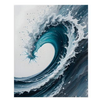 Póster Onda Oceânica de abstrato