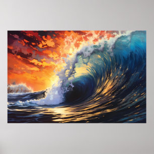 Poster Onda Oceânica Vibrante Ai