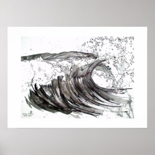 Póster onda preto e branco