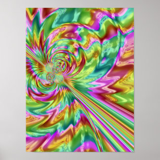 Poster Onda Psíquica Líquida Iridescente Fractal