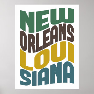 Póster Onda Retro da Louisiana Nova Orleans