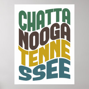 Póster Onda retro de Chattanooga Tennessee