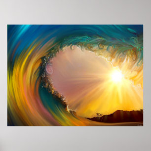 Poster Onda tropical em segundo plano de chamada de vídeo