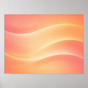 Poster Ondas Abstratas Gradiente de Coral Quente Pêssego