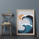 Poster Ondas abstrato oceânicas e Sol<br><div class="desc">Este abstrato oceano ondas e poster de sol são ideais como um presente para a praia de boho e amantes de surfs.</div>