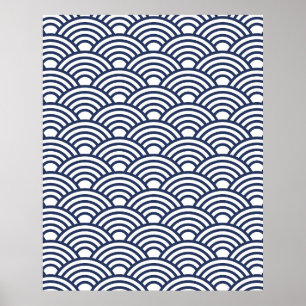 Poster Ondas Antigas de Seigaiha Japonês