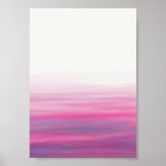 Poster Ondas Aquarela Rosa Roxo (Frente)