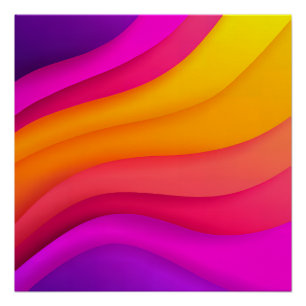 Póster Ondas Arco-íris Magenta