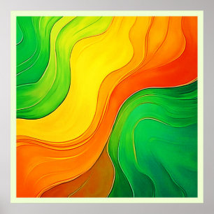 Poster Ondas Artísticas Orgânicas Amarelo Verde