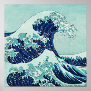 Poster Ondas Azuis de Hokusai