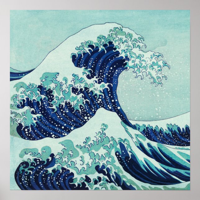 Poster Ondas Azuis de Hokusai (Frente)
