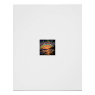 Póster Ondas da Praia do Pôr do Sol Psicodélico