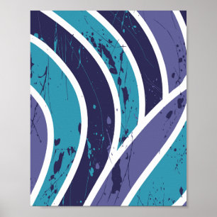 Poster Ondas de abstrato com Placas de Tinta