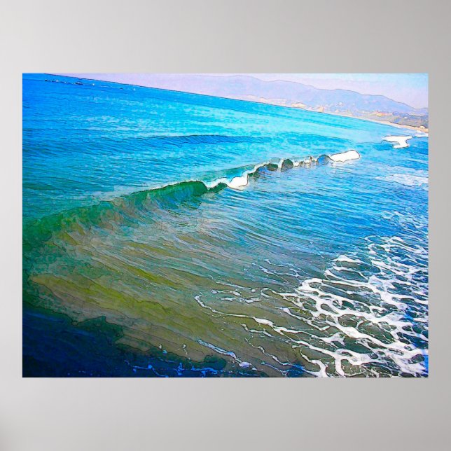 Póster Ondas de Aquarela (Frente)