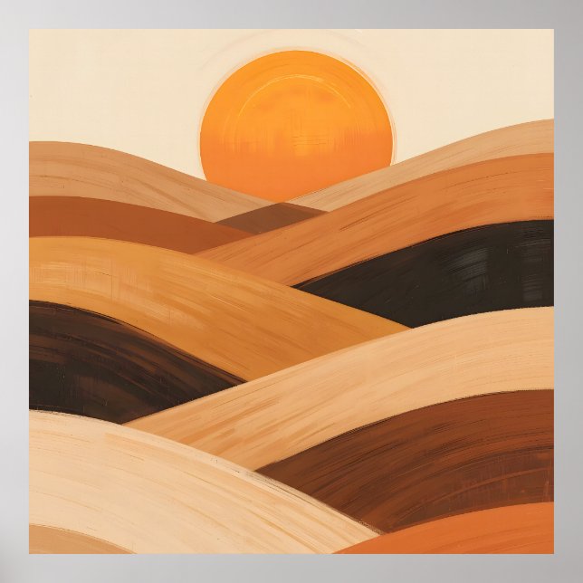 Poster Ondas de areia suave ao pôr do sol (Frente)