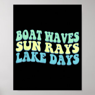 Poster Ondas de Barco Raios de Sol Dias de Lago Divertido