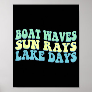 Poster Ondas de Barco Raios de Sol Dias de Lago Divertido