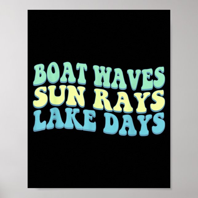 Poster Ondas de Barco Raios de Sol Dias de Lago Divertido (Frente)