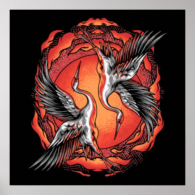 Poster Ondas de Batalha Voadoras Japonesas Artes Asiática (Frente)