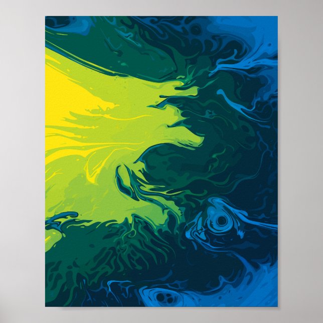 Poster Ondas de Cor Líquida Abstrata (Frente)