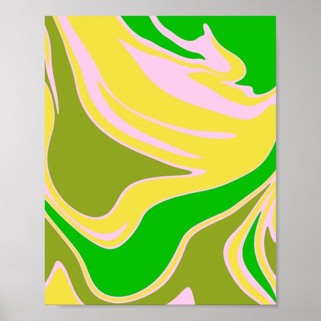 Poster Ondas de Cores Entrelaçadas com Curvas Suaves (Frente)