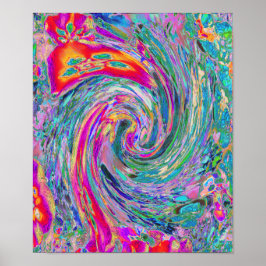 Poster Ondas de Cores Psicodélicas Florais Abstratas em A