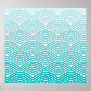 Poster Ondas de Curva: Padrão Geométrico de Vintage