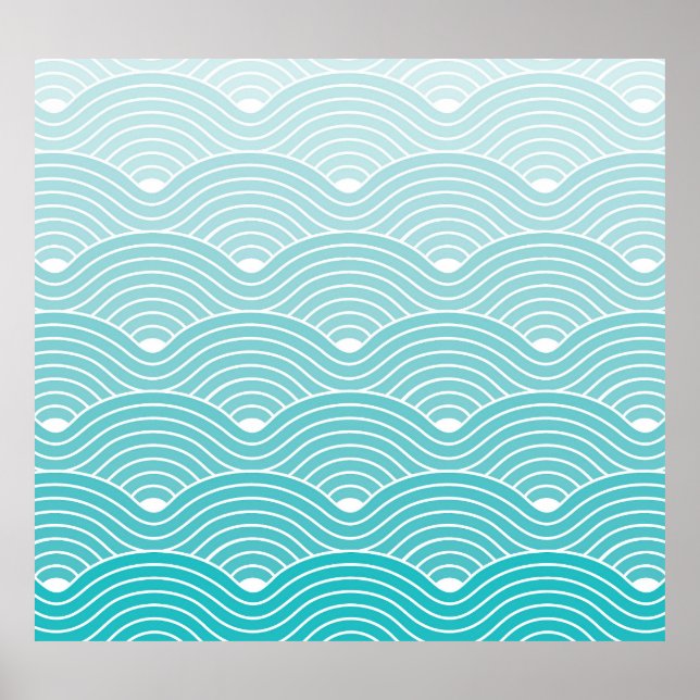 Poster Ondas de Curva: Padrão Geométrico de Vintage (Frente)