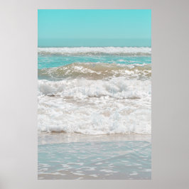 Poster Ondas de Espuma do Mar com Céu Azul Turquesa