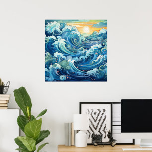 Poster Ondas de oceano de praia lindas