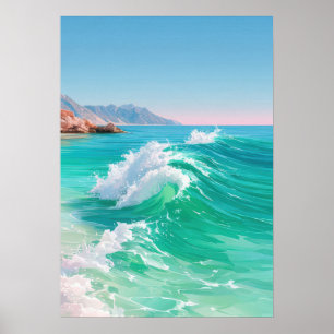 Poster Ondas de oceano turquesa