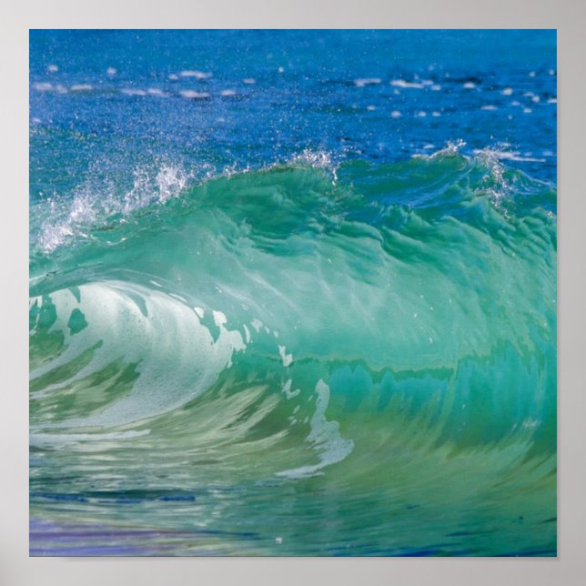 Poster Ondas de Praia no Oceano Azul (Frente)