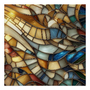Póster Ondas de Vidro Colorido
