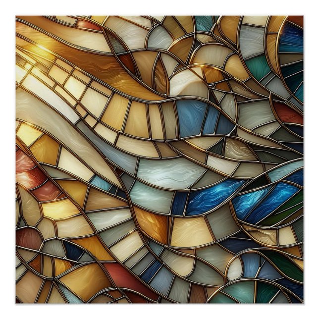 Póster Ondas de Vidro Colorido (Frente)