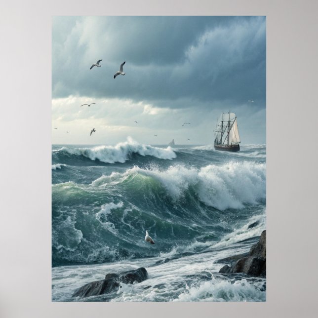 Poster Ondas do Oceano (Frente)