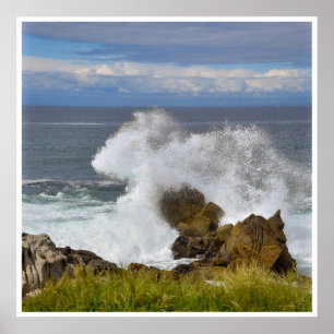 Poster Ondas do Oceano Atlântico Arte Costeira Rústica