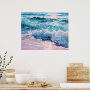 Poster Ondas do Oceano Batendo na Costa