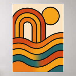 Poster Ondas do Pôr do Sol Retro – Inspirado nos anos 70 