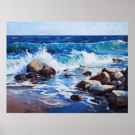 Poster Ondas do Ritmo da Natureza Colidem Suavemente com 