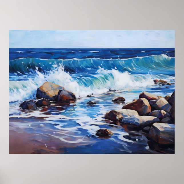 Poster Ondas do Ritmo da Natureza Colidem Suavemente com  (Frente)