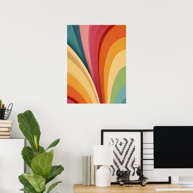 Poster Ondas e formas coloridas no design (Escritório em casa)