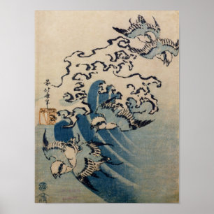 Póster Ondas e pássaros, c.1825
