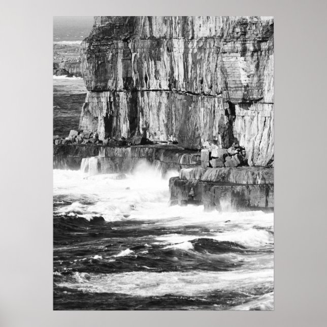 Poster Ondas e pedras - B&W 2 (Frente)