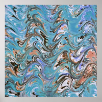 Ondas Em Abstrato De Arte Azul Acrílica