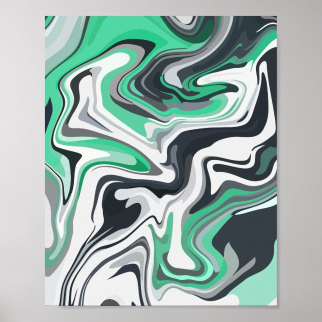 Poster Ondas Emerald em Arte Fluida Abstrato (Frente)