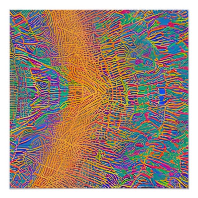 Póster Ondas Fracionadas de Capa de abstrato 27 (Frente)